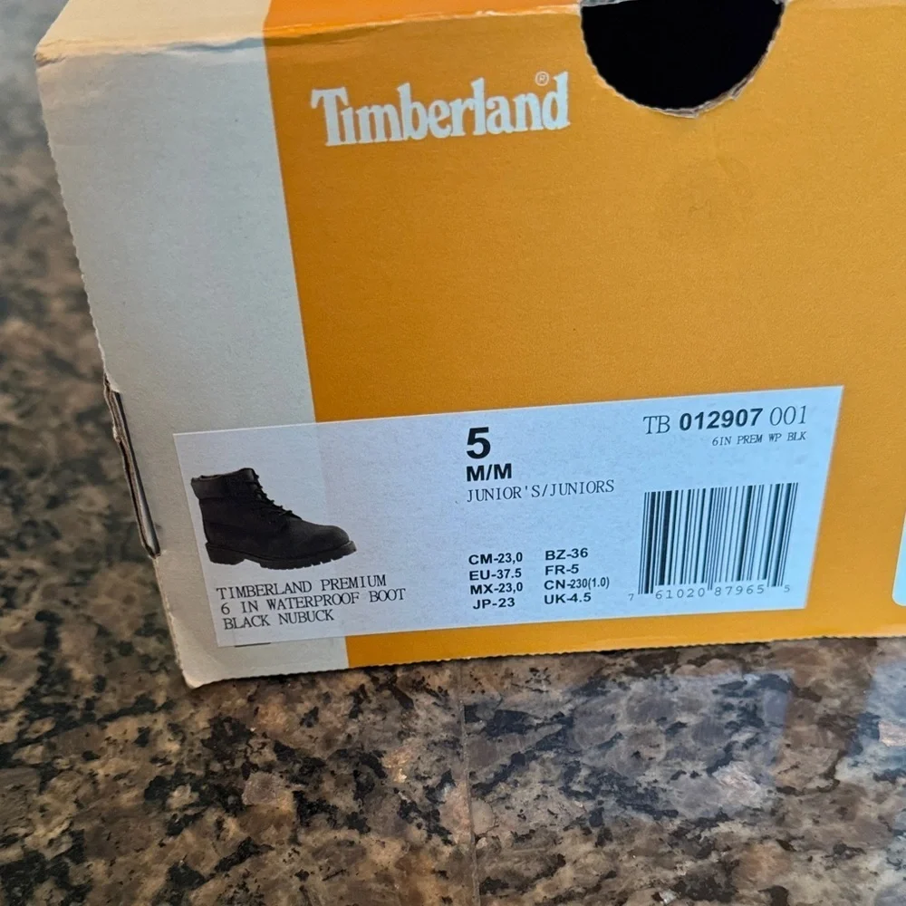 Timberland Charcoal Black Boots EUC 5.5Y